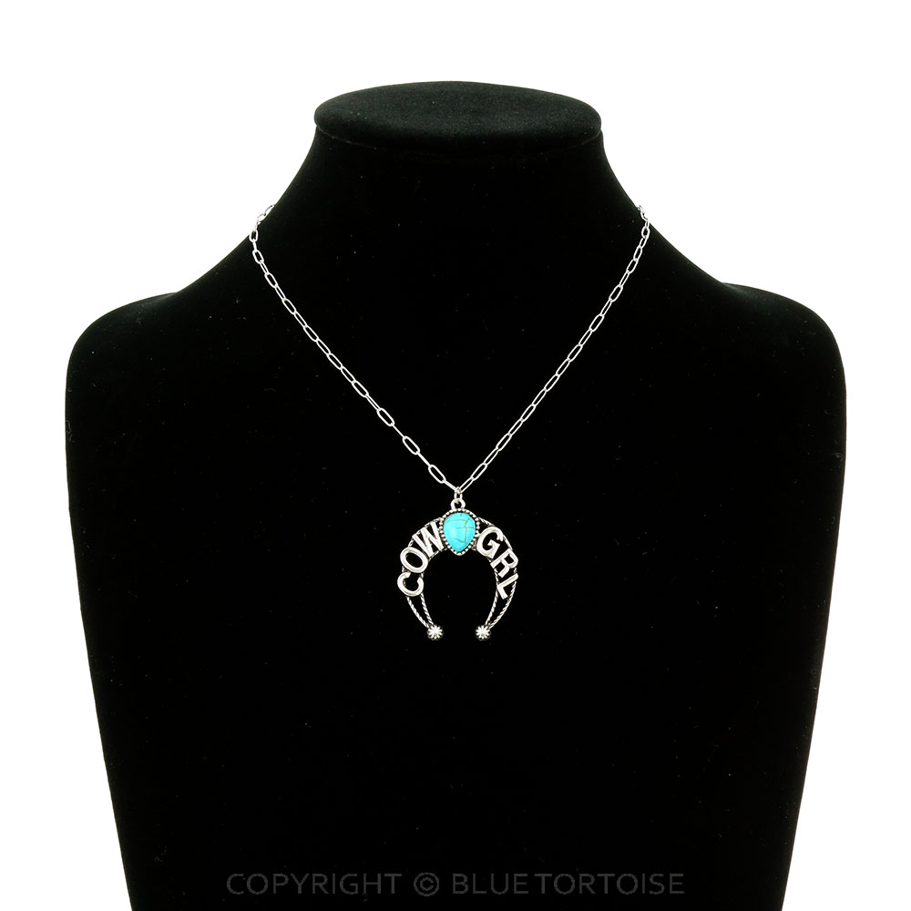 Squash Blossom "COW GRL" Pendant Necklace - Image 2