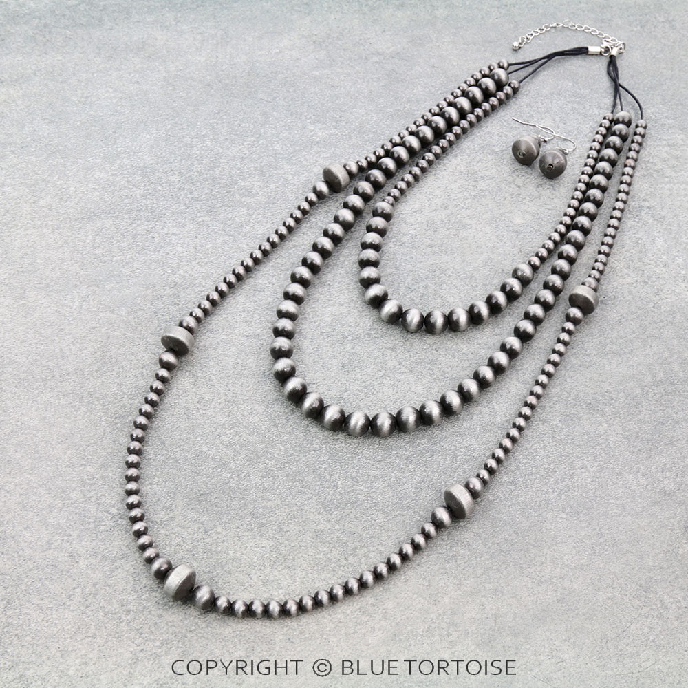 Navajo Style Pearl Multi-Strand Necklace Set