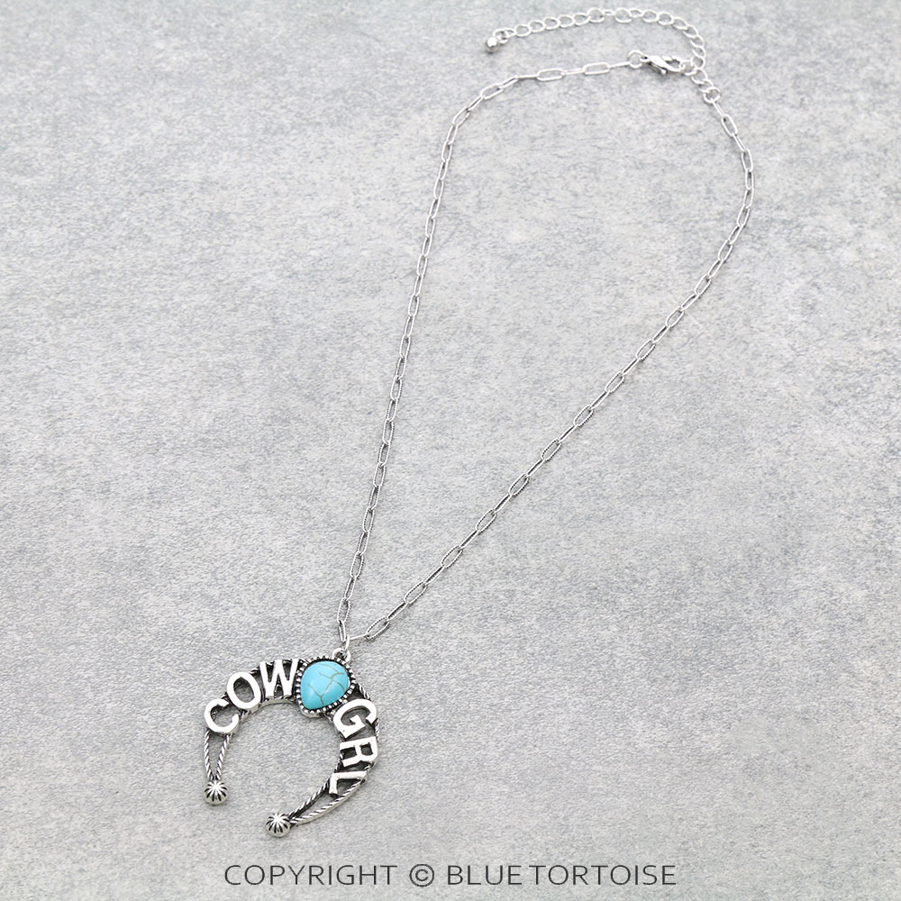 Squash Blossom "COW GRL" Pendant Necklace