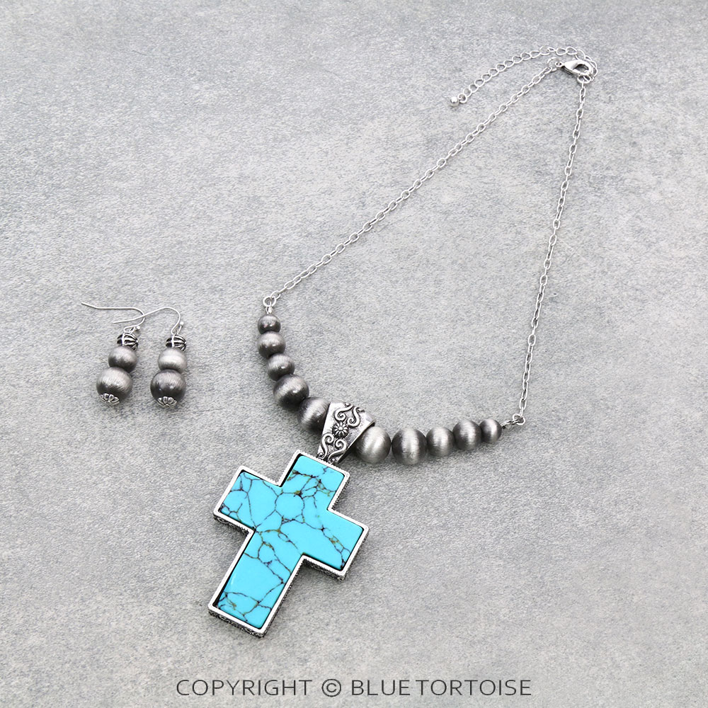 Western Cross Pendant Necklace Set