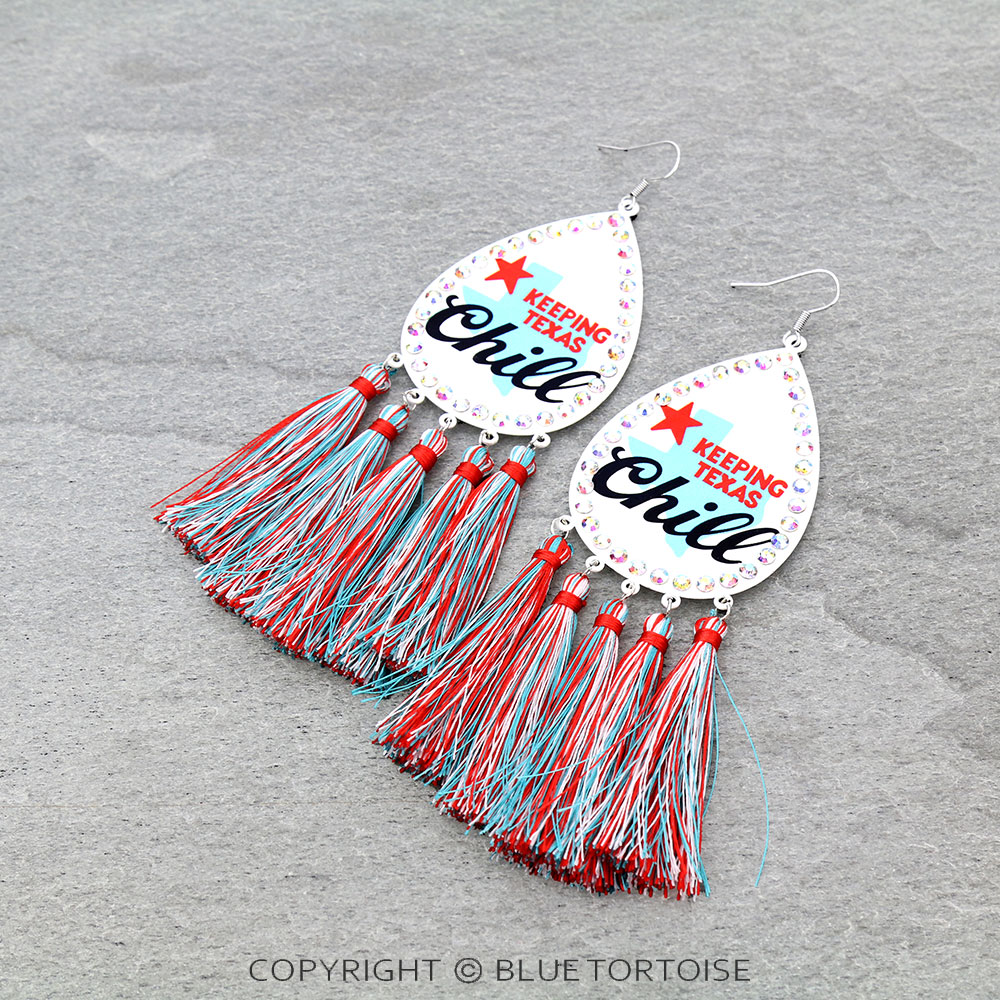 Western TX Map Logo with Tassel Dangle Earrings