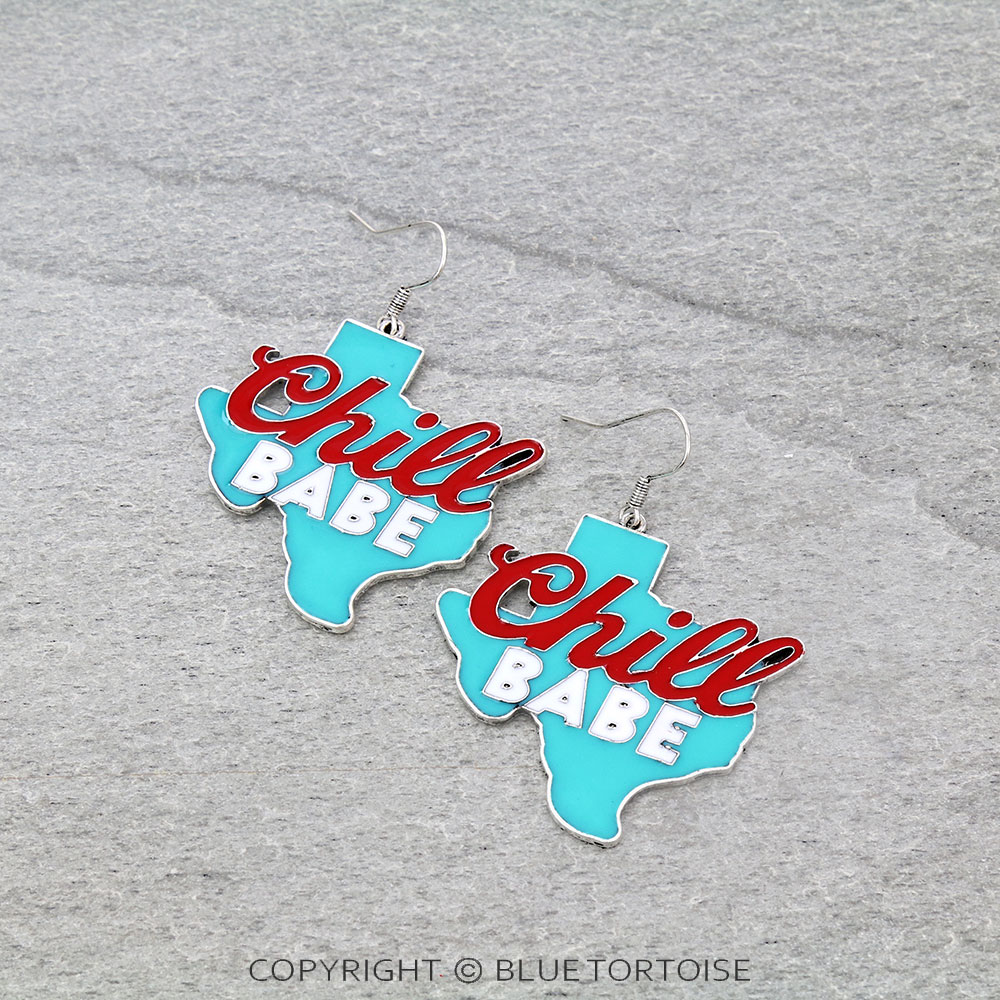 Epoxy Logo TX Map Dangle Earrings