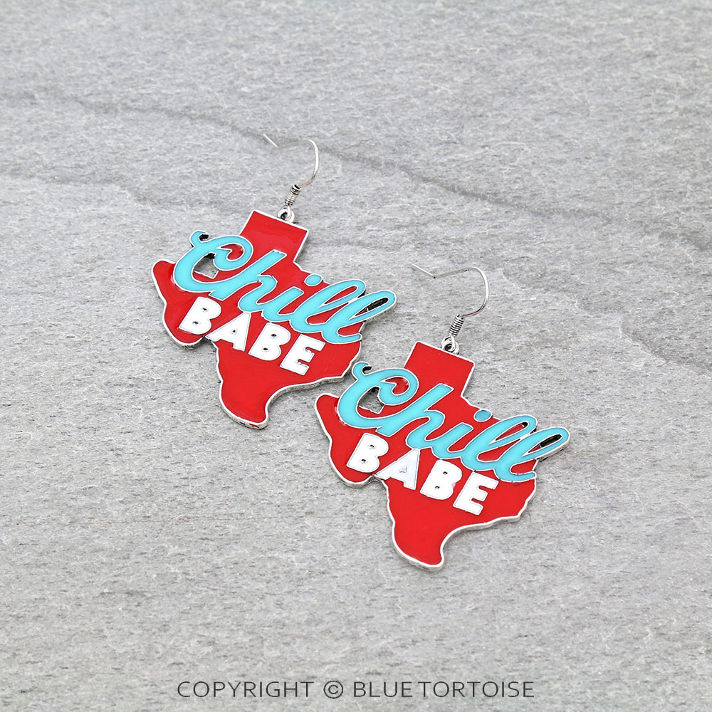 Epoxy Logo TX Map Dangle Earrings