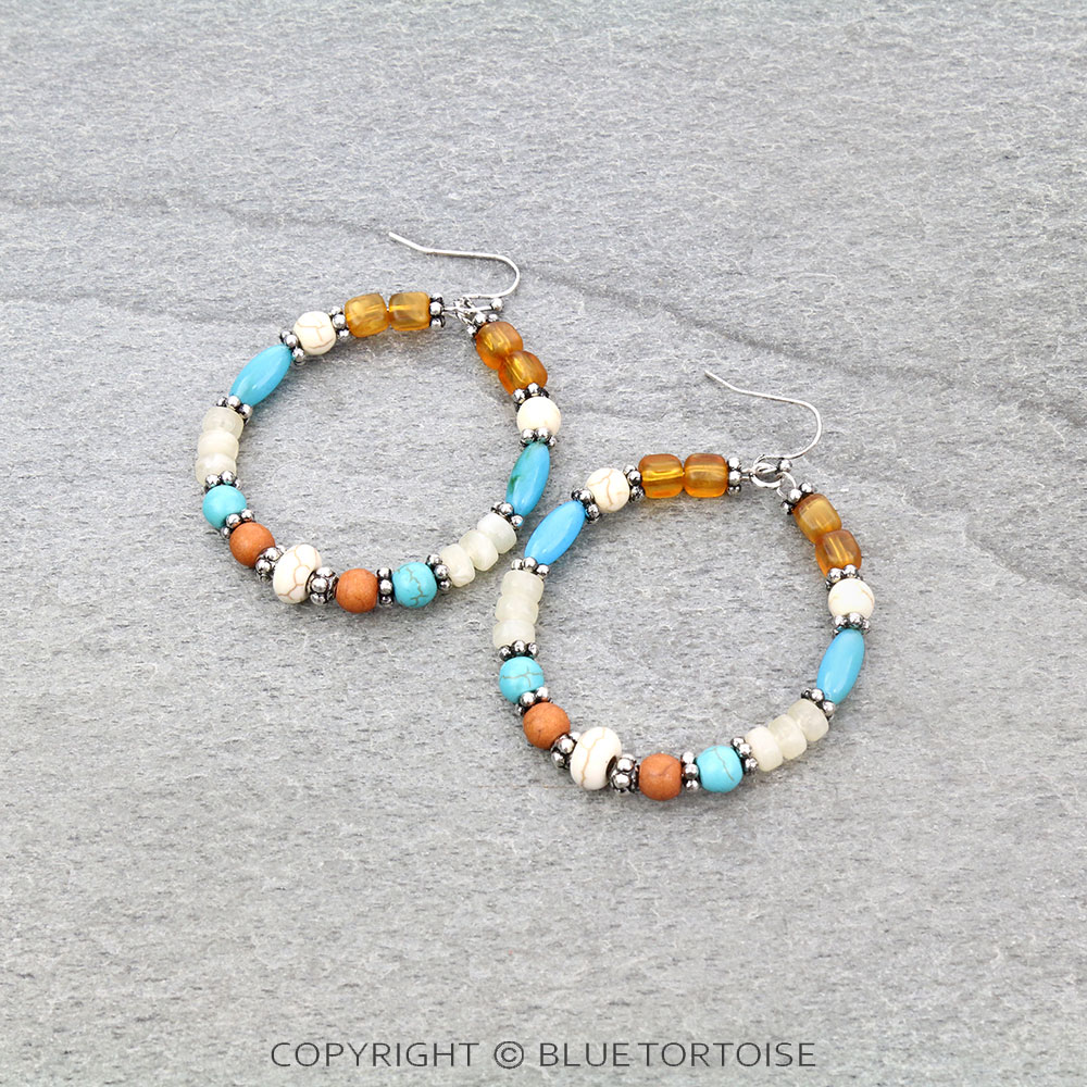Stone Bead Dangle Earrings