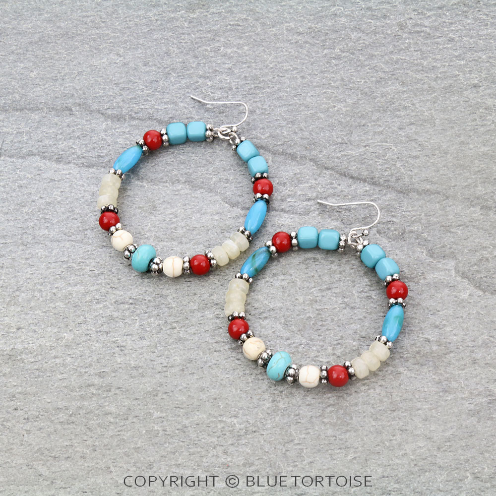 Stone Bead Dangle Earrings