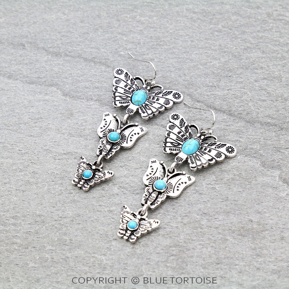 Western Butterfly Drop Dangle Earrings