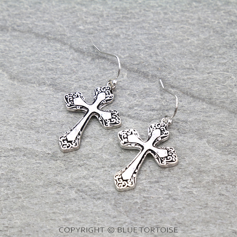 Tailored Cross Dangle Earrings