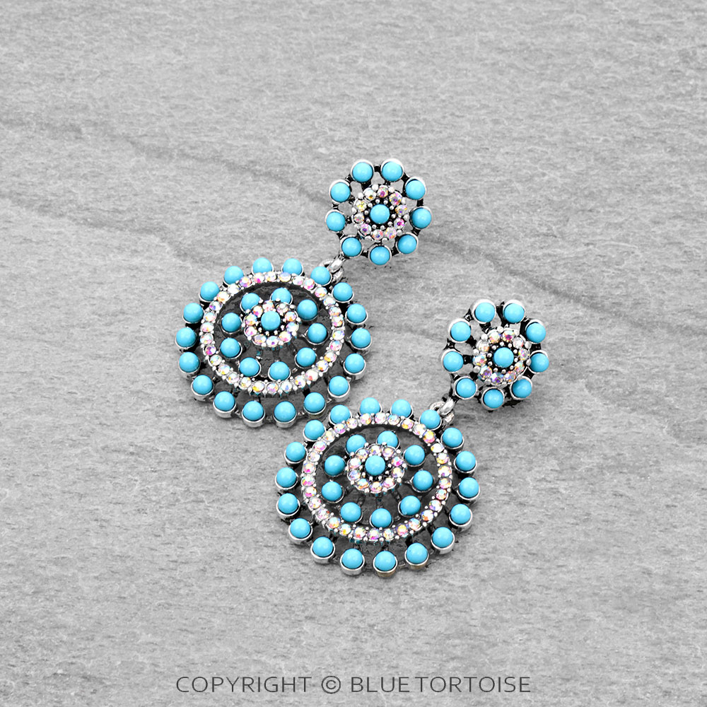 Western Design Stone Stud Earrings
