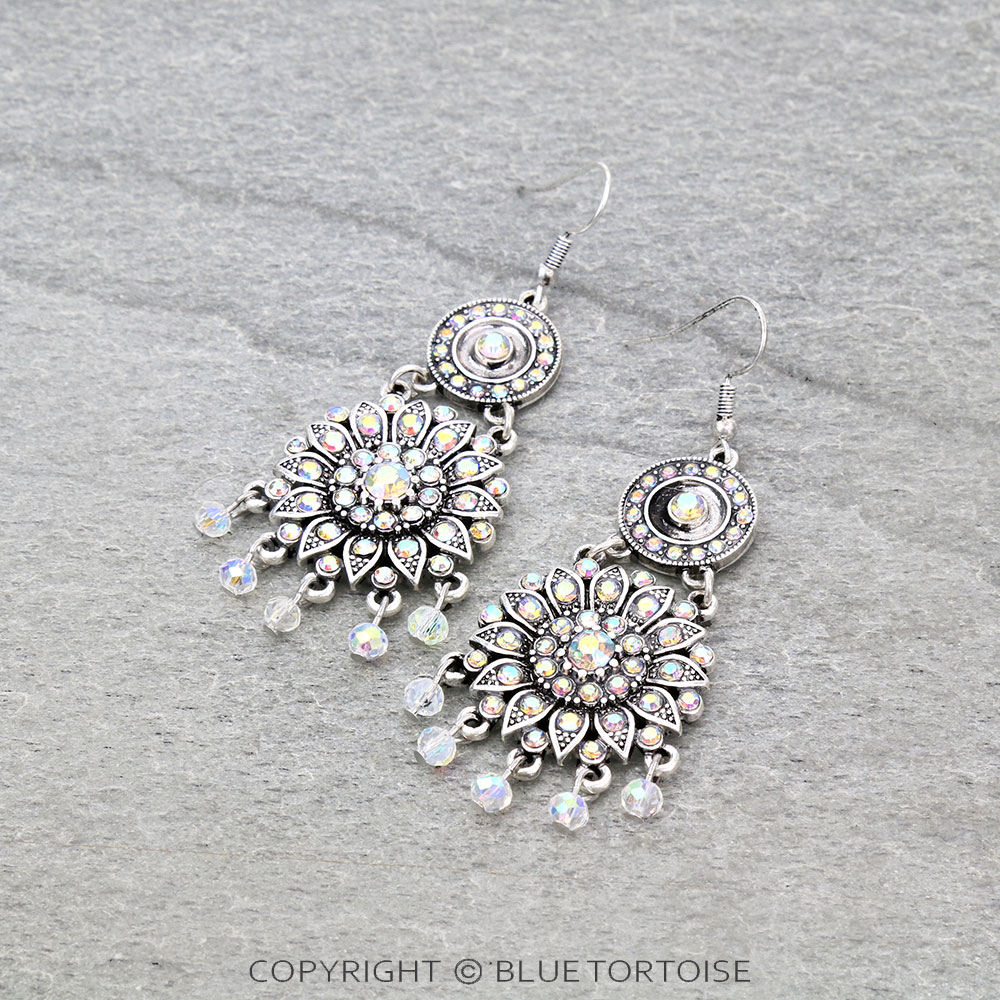 Western Sunflower Stone Dangle Earrings