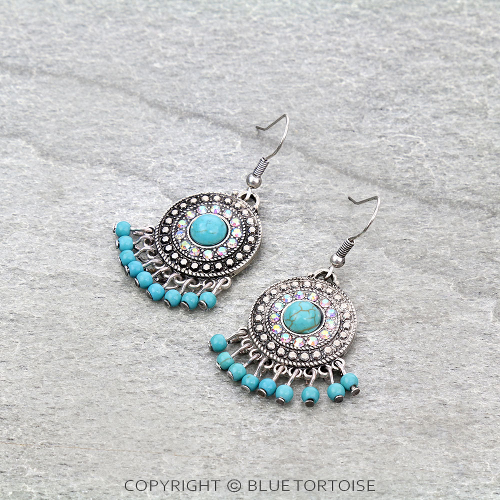 Western Design Stone Dangle Earrings