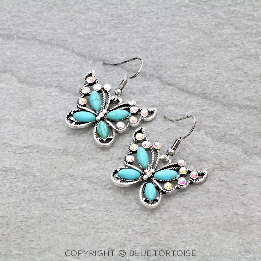 Butterfly Stone Dangle Earrings