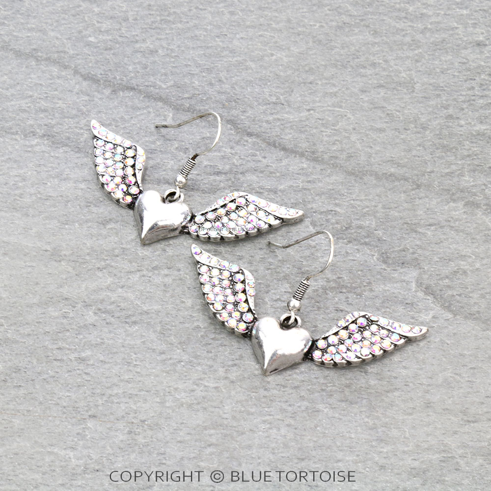 Heart Wings Dangle Earrings