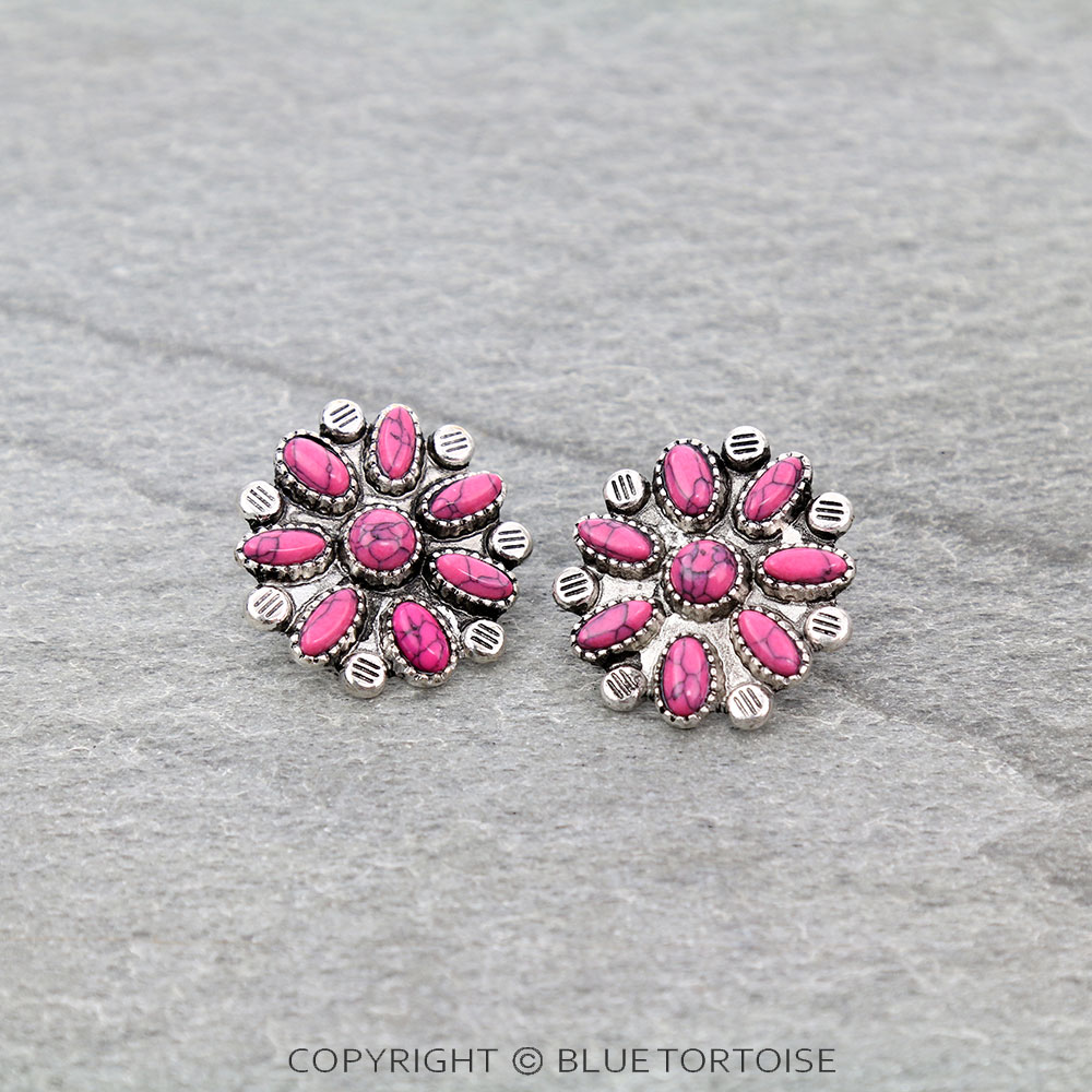 1" Western Concho Stud Earrings