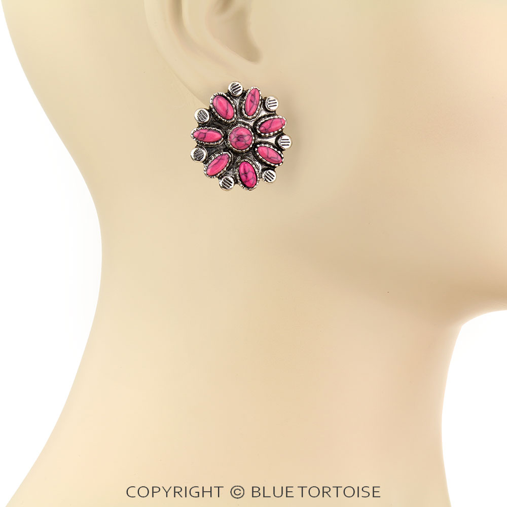 1" Western Concho Stud Earrings - Image 2