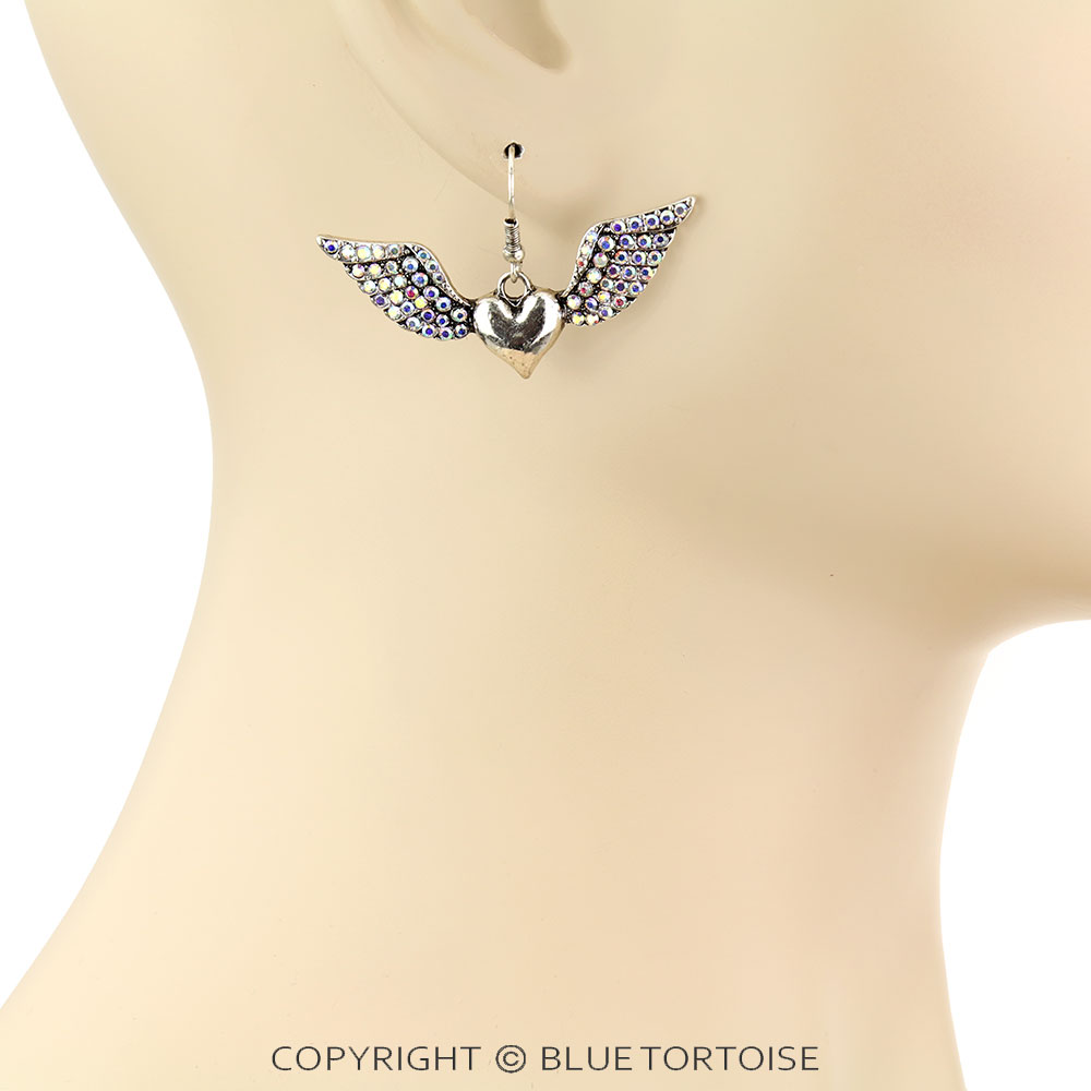 Heart Wings Dangle Earrings - Image 2