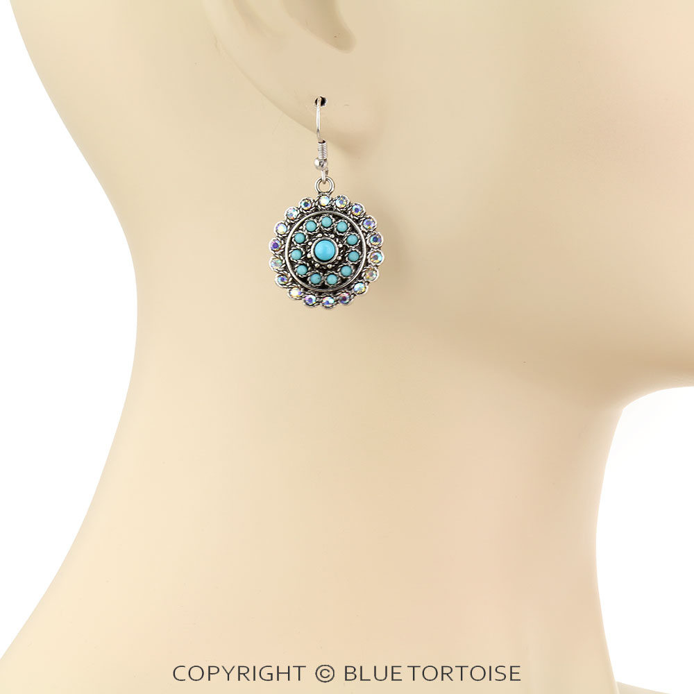 Western Design Stone Dangle Earrings - Image 2