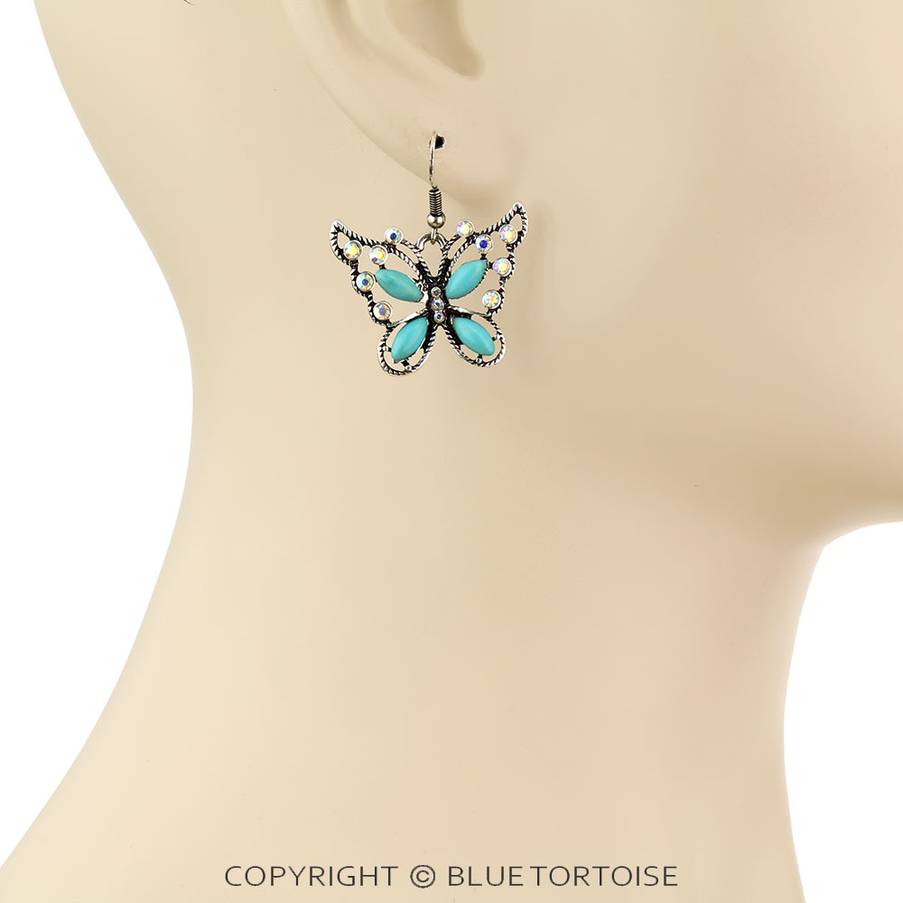 Butterfly Stone Dangle Earrings - Image 2