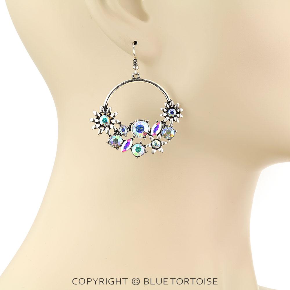 Western Flower Stone Dangle Earrings - Image 2