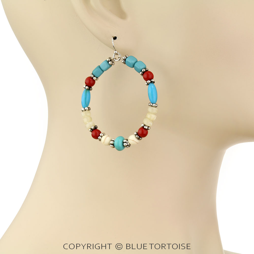 Stone Bead Dangle Earrings - Image 2