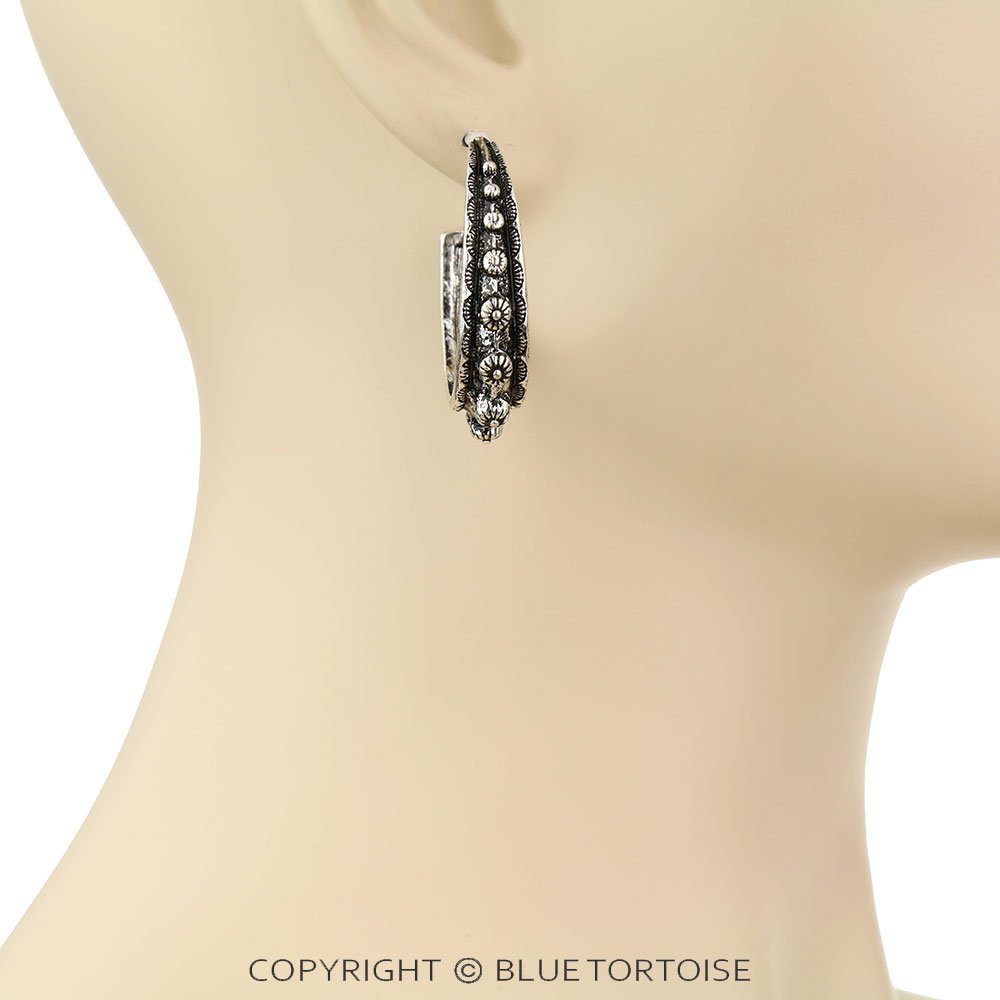 Western Concho Design Hoop Earrings - Image 2