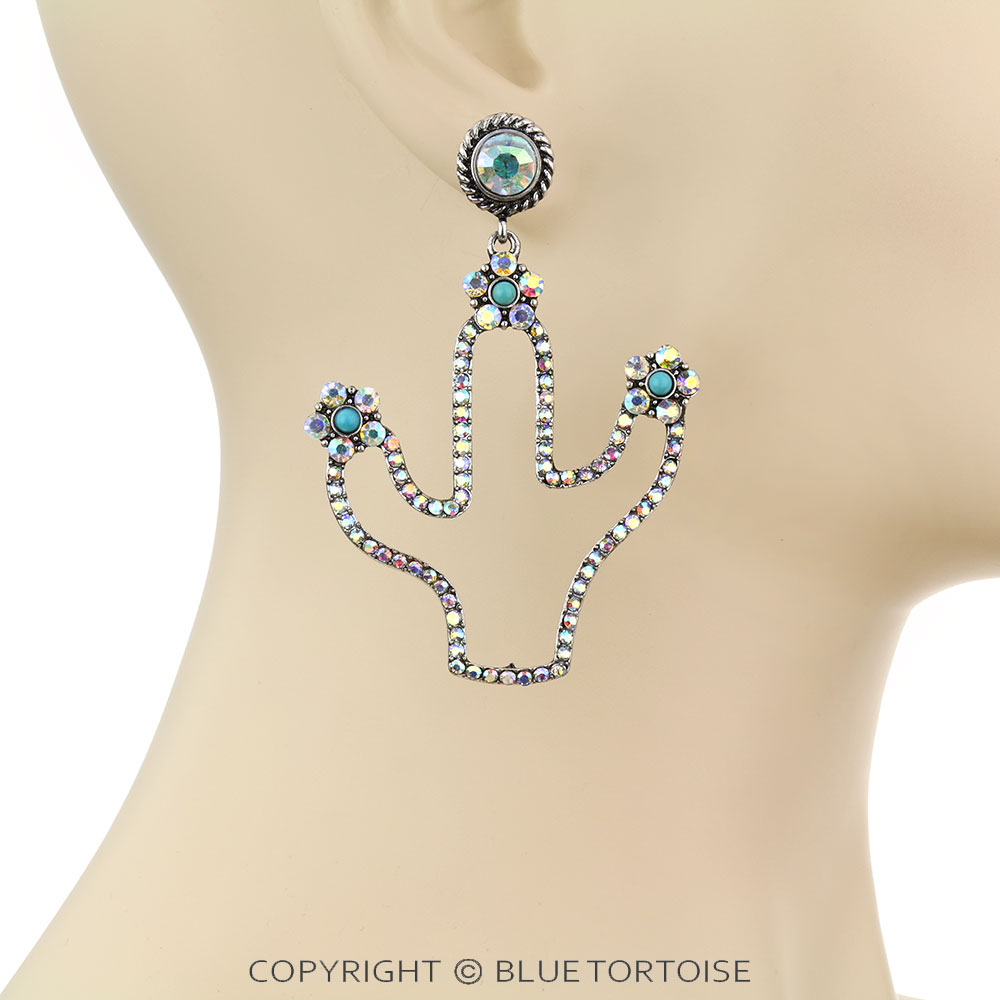 Western Cactus Stone Stud Earrings - Image 2