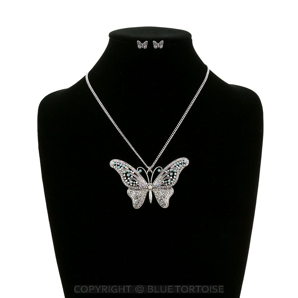 Butterfly Stone Necklace Set - Image 2