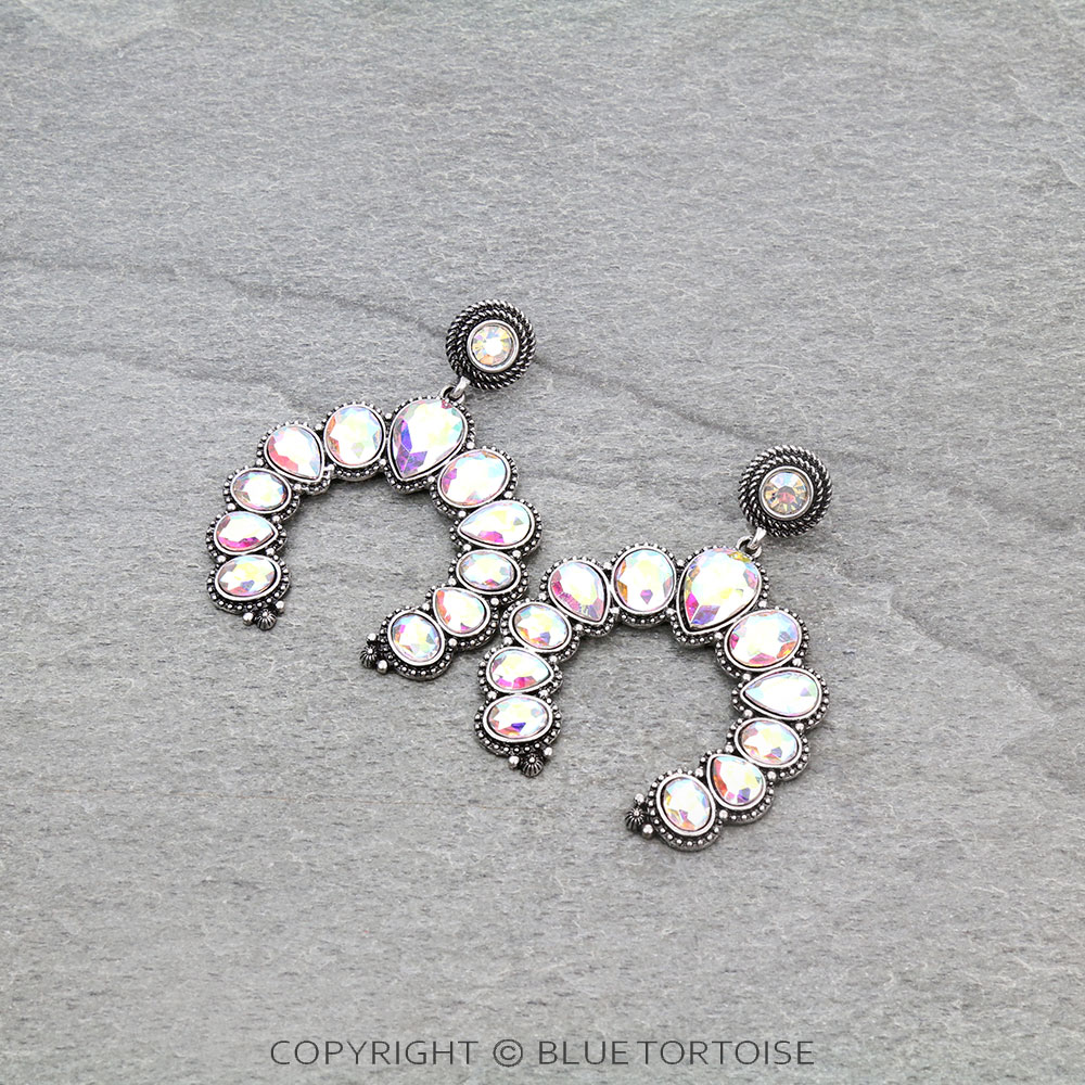 Western Squash Blossom Stone Stud Earrings
