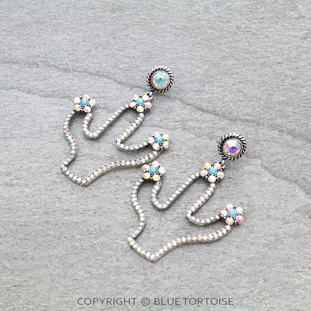 Western Cactus Stone Stud Earrings