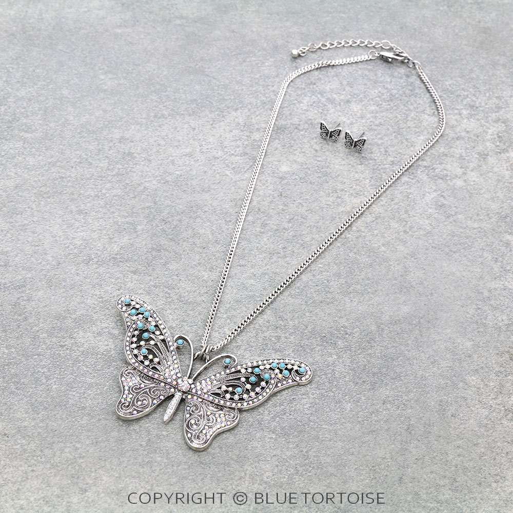 Butterfly Stone Necklace Set