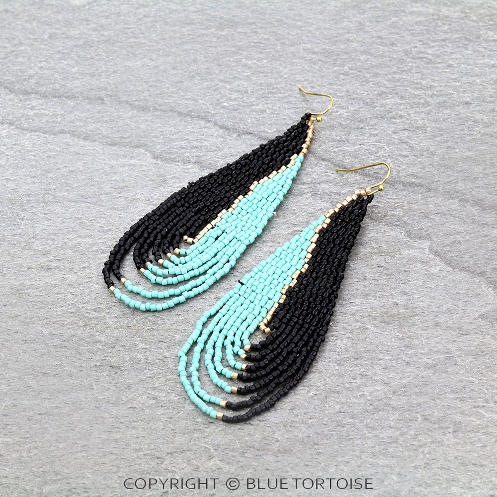 Seed Bead Teardrop Dangle Earrings