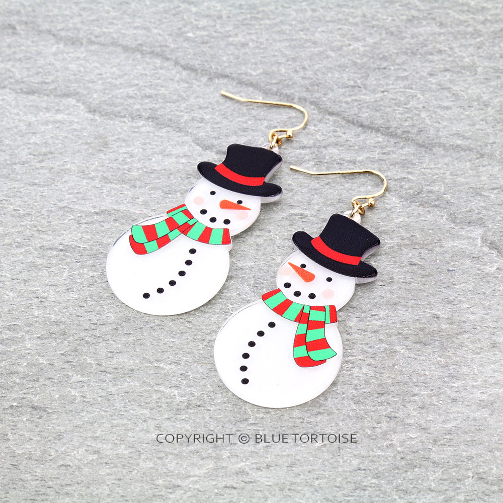 Christmas Snowman Resin Dangle Earrings