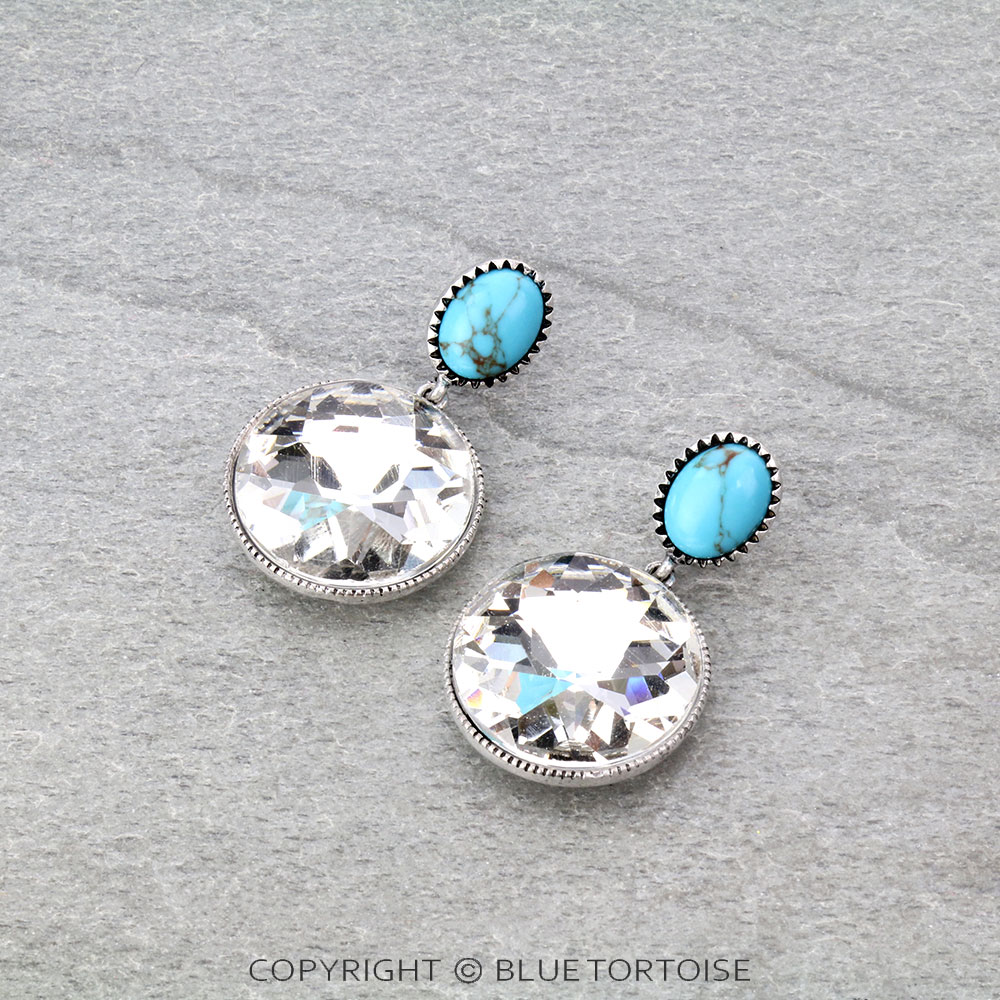 Round Stone Stud Earrings