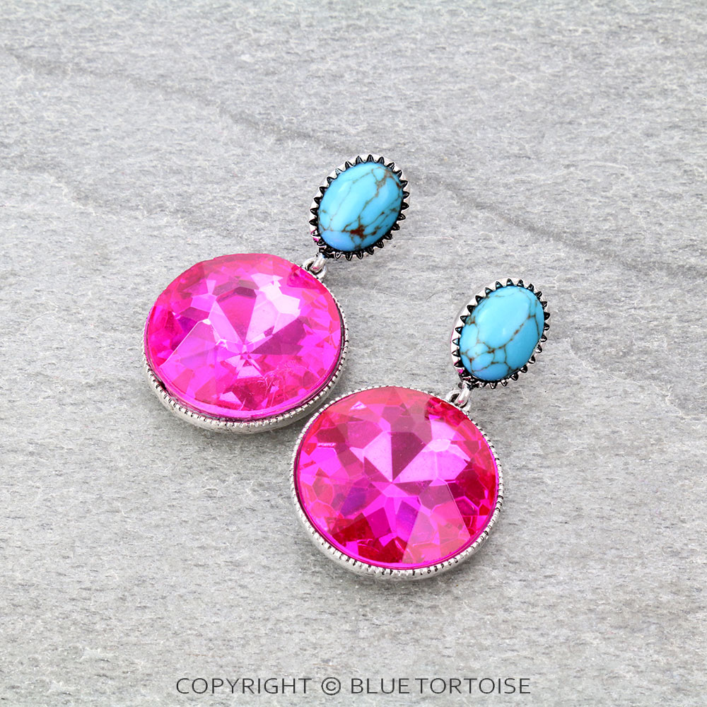 Round Stone Stud Earrings