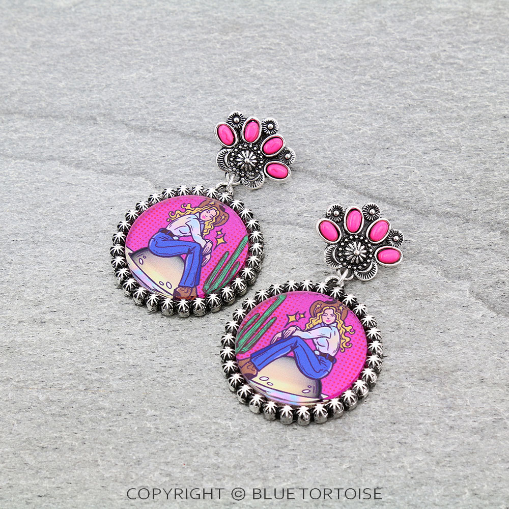 Cosmic Cowgirl Flat Glass Bubble Stud Earrings