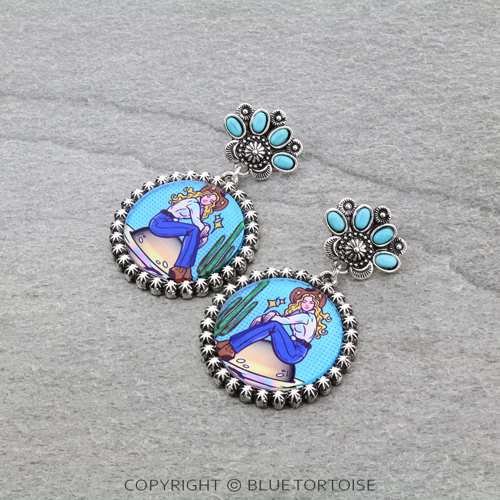 Cosmic Cowgirl Flat Glass Bubble Stud Earrings