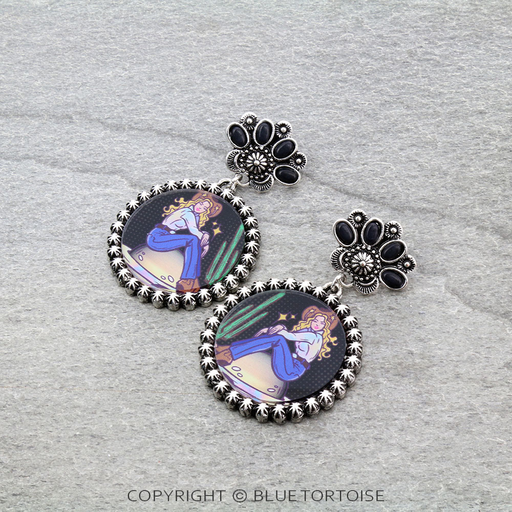 Cosmic Cowgirl Flat Glass Bubble Stud Earrings