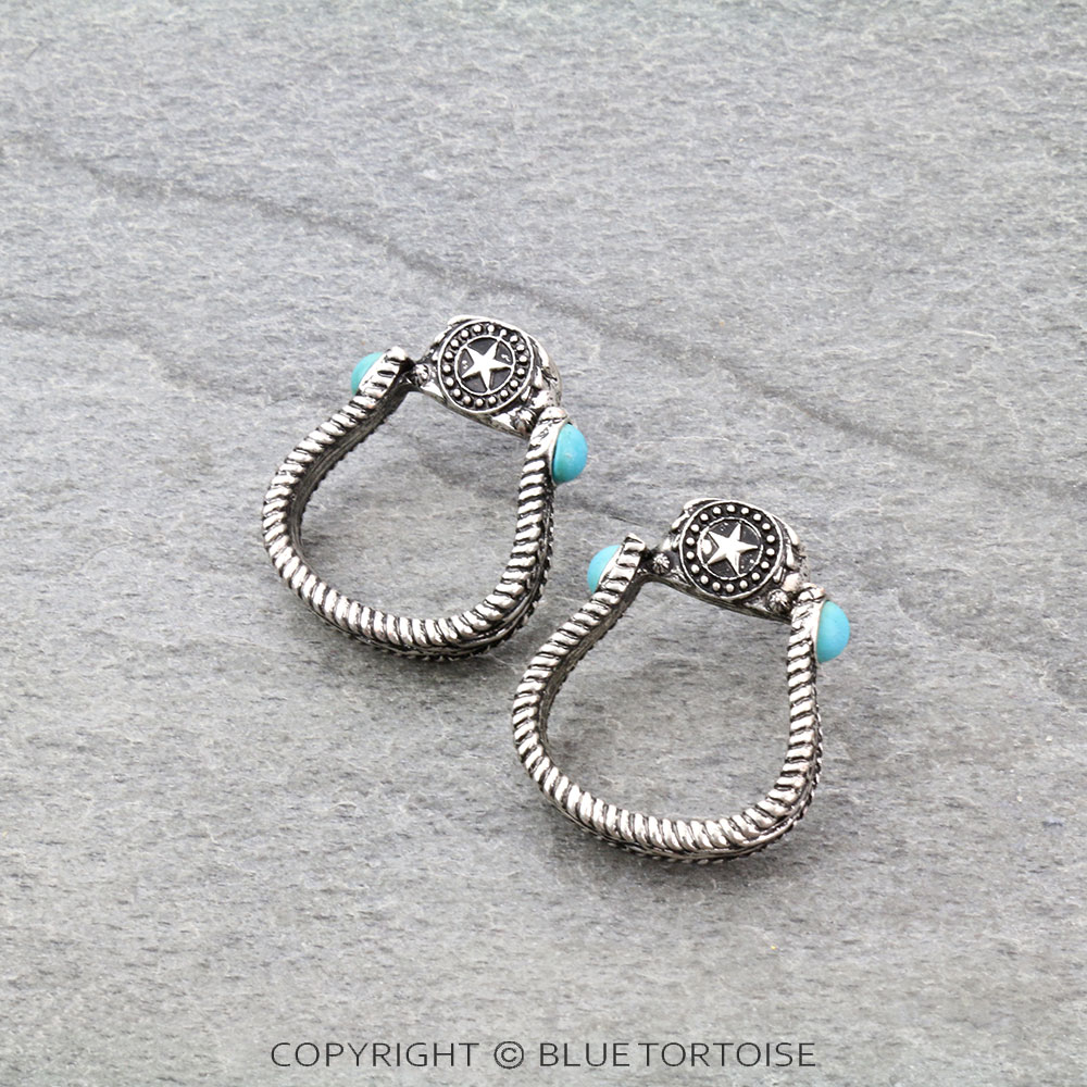 Western Horseshoe Stone Stud Earrings