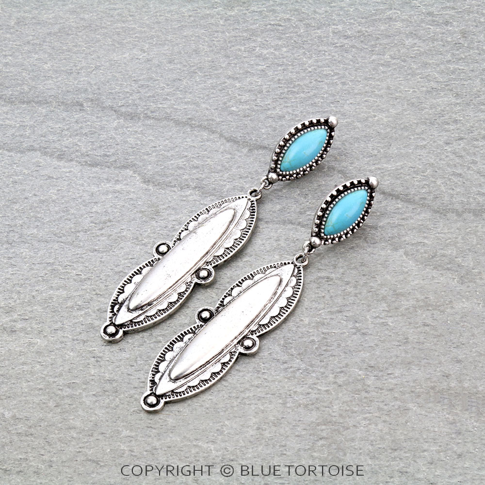 Western Oval Concho Stone Stud Earrings