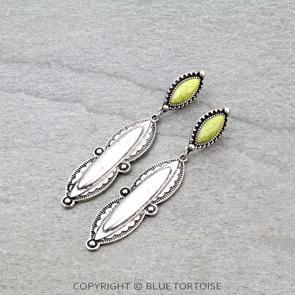 Western Oval Concho Stone Stud Earrings
