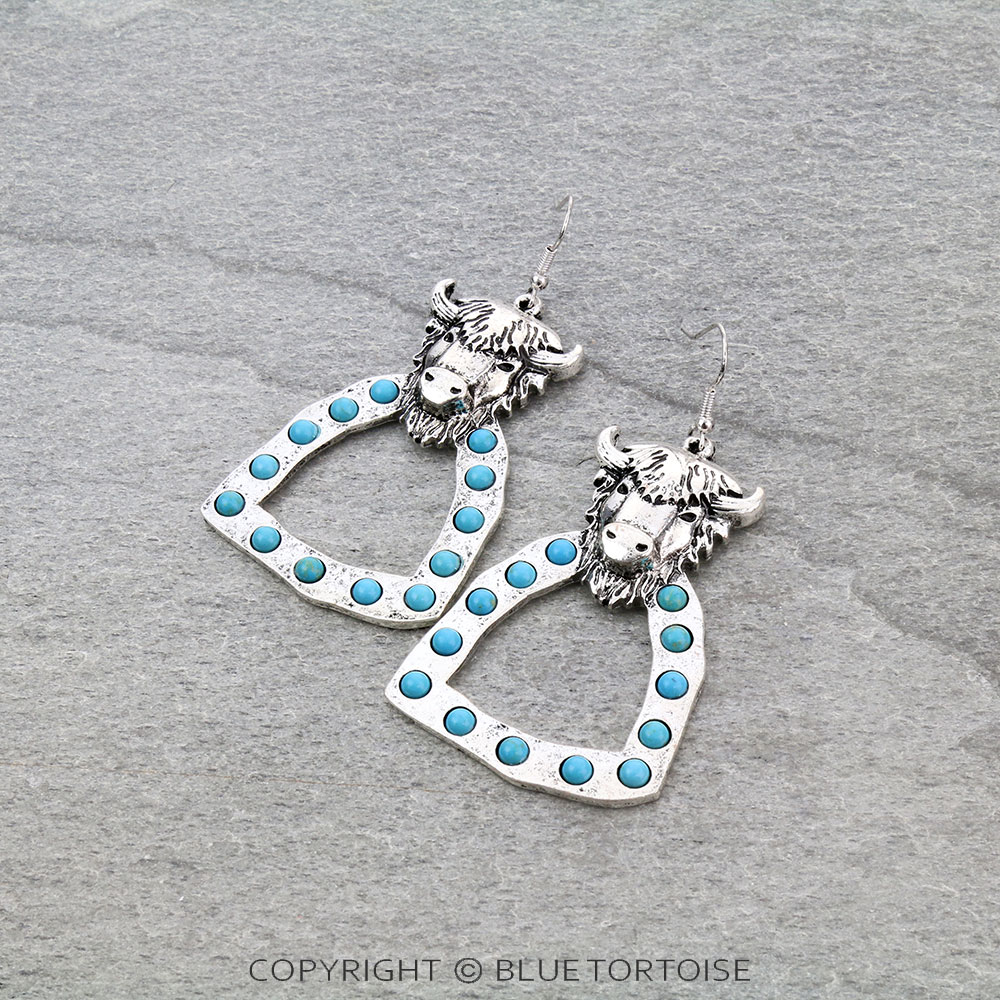 Western Buffalo Stone Dangle Earrings