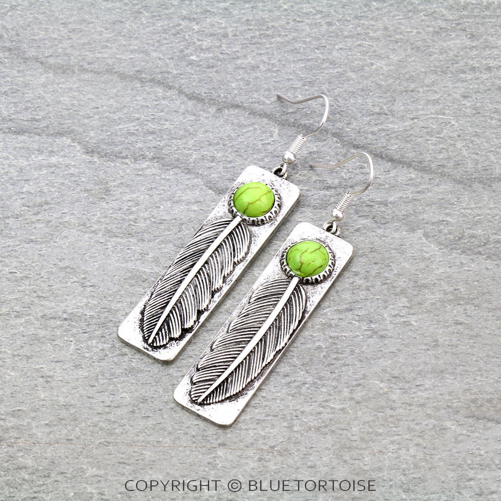 Western Feather Bar Dangle Earrings
