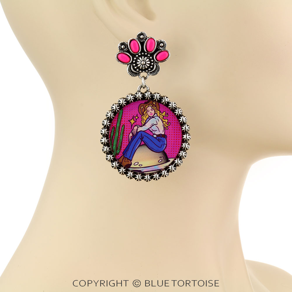Cosmic Cowgirl Flat Glass Bubble Stud Earrings - Image 2