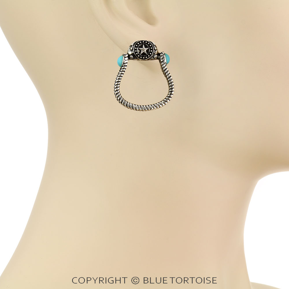 Western Horseshoe Stone Stud Earrings - Image 2