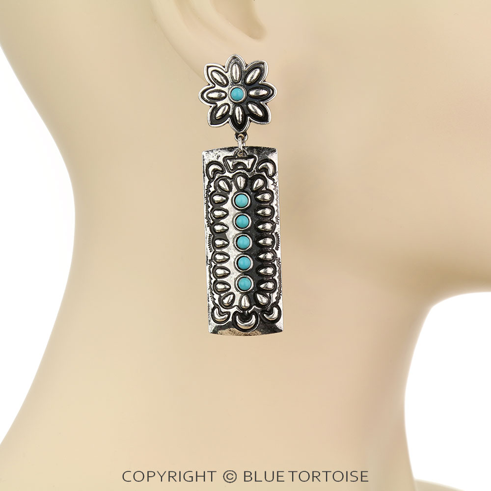 Western Bar Concho Stud Earrings - Image 2