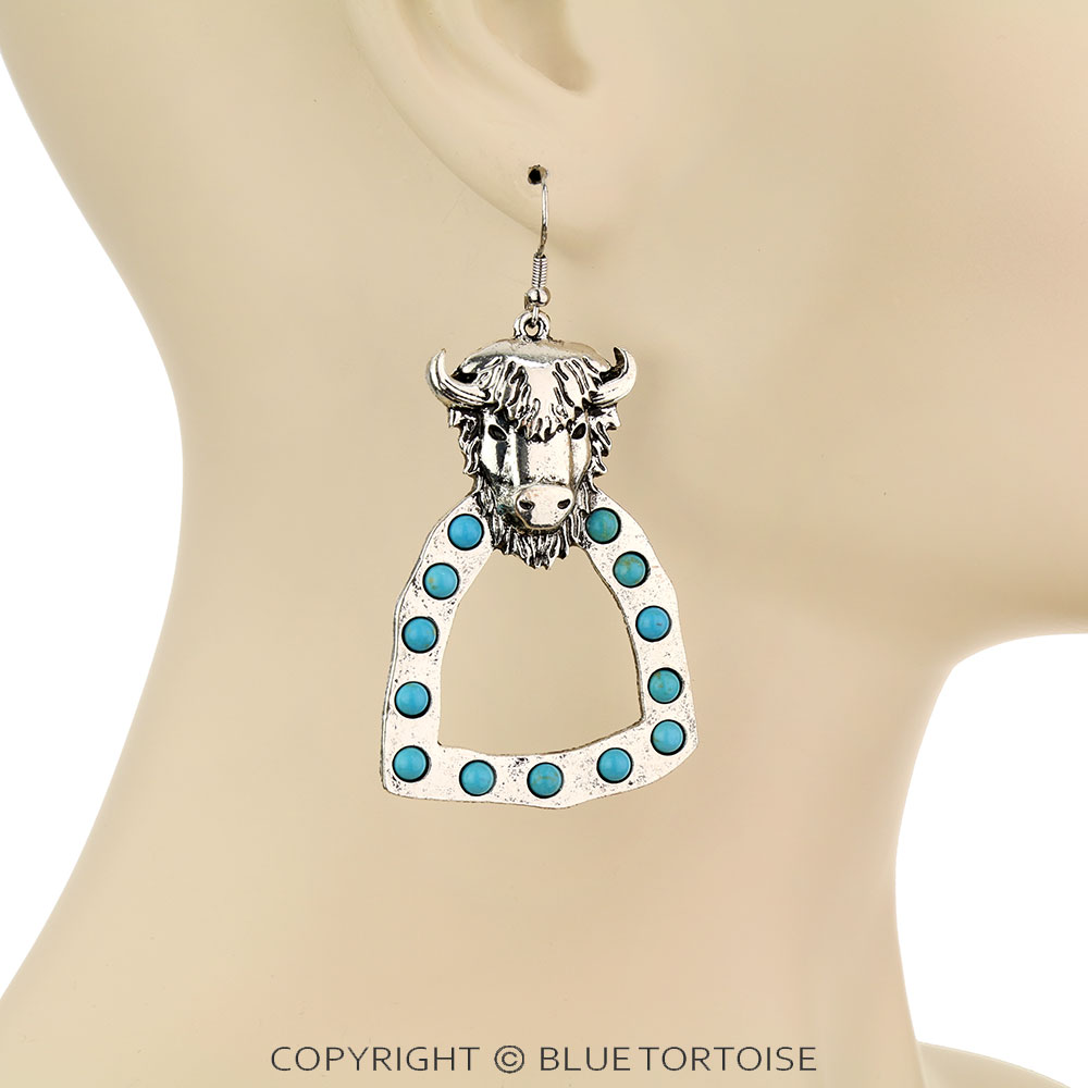Western Buffalo Stone Dangle Earrings - Image 2
