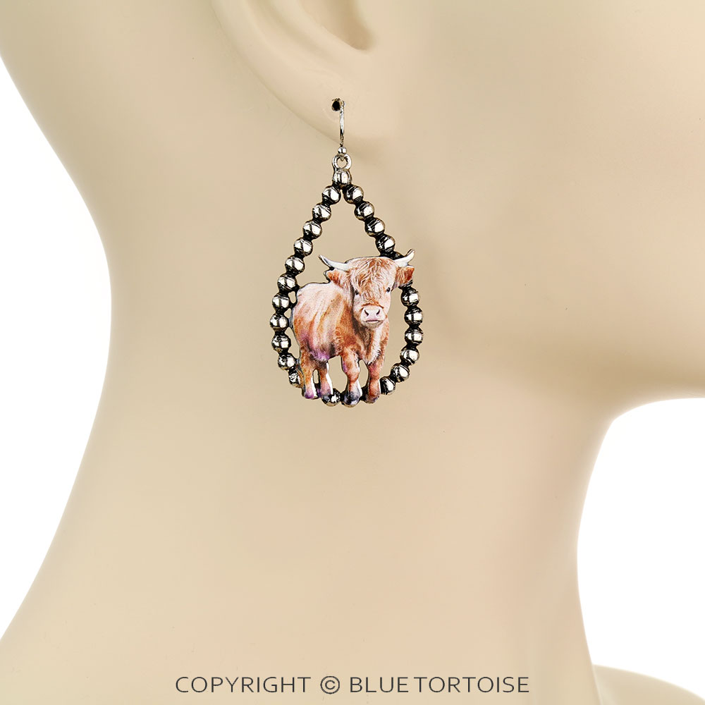 Western Cow Print Dangle Earrings - Image 2
