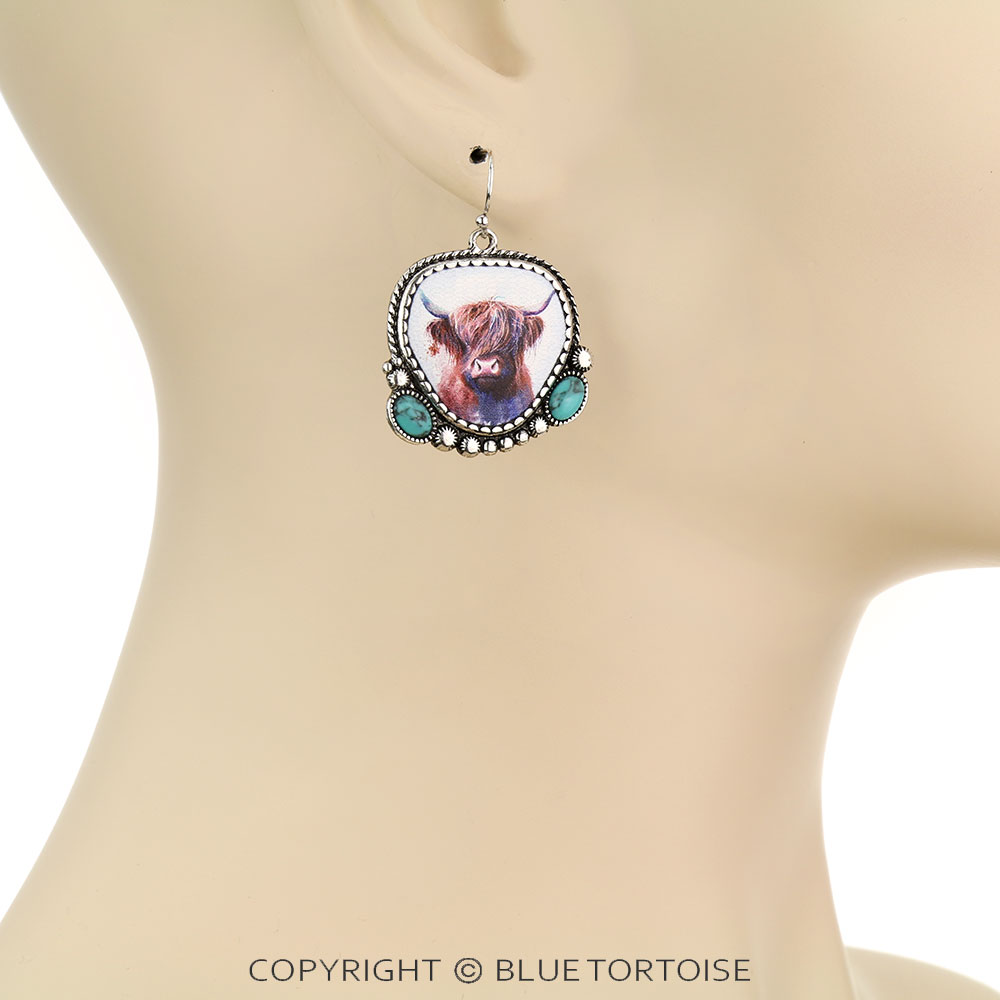 Western Buffalo Stone Dangle Earrings - Image 2
