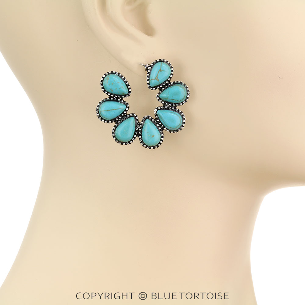 Western Squash Blossom Hoop Earrings - Image 2