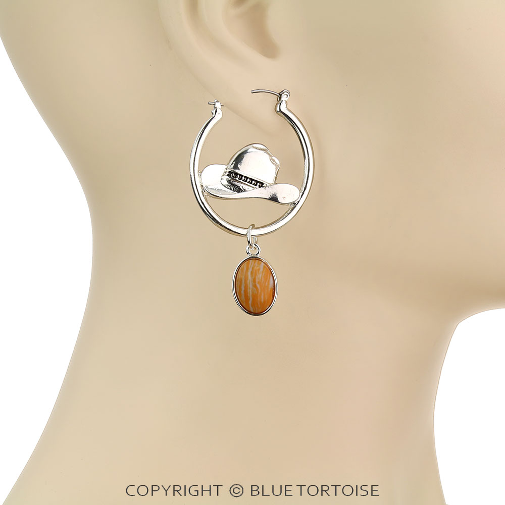 Western Cowboy Hat Hoop Earrings - Image 2