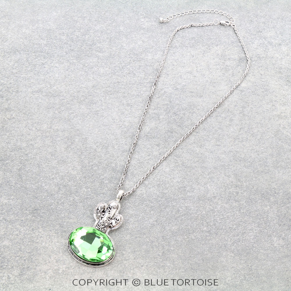 Cactus with Stone Pendant Necklace